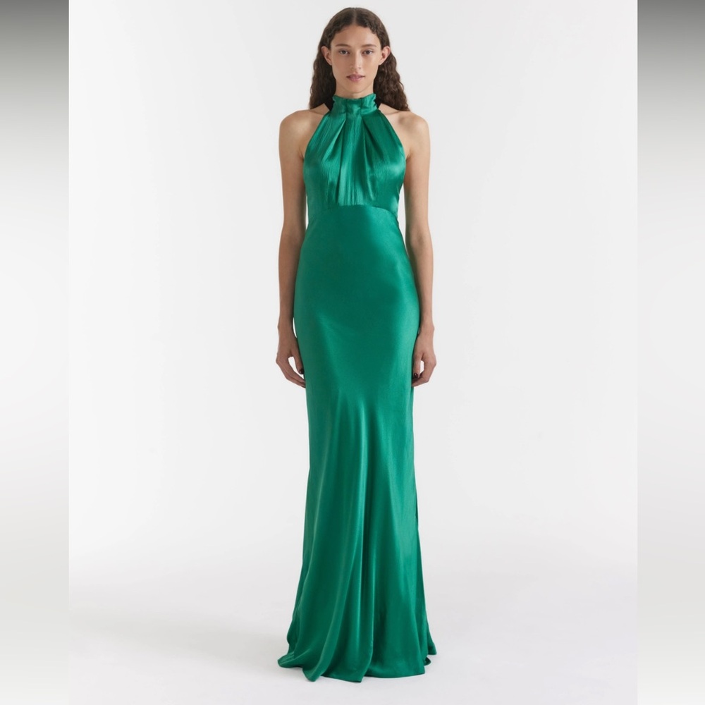 SALONI Michelle Silk Emerald Dress